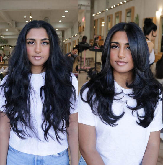 Client hair transformation, before and after