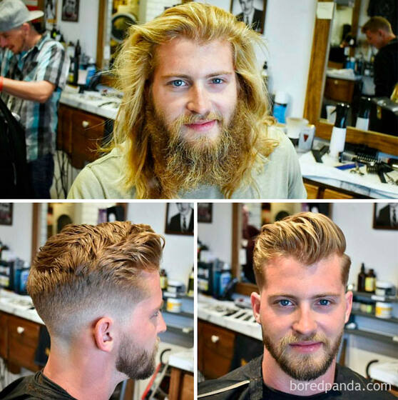 Client hair transformation, before and after