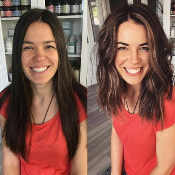 Client hair transformation, before and after