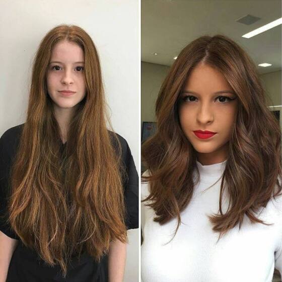 Client hair transformation, before and after